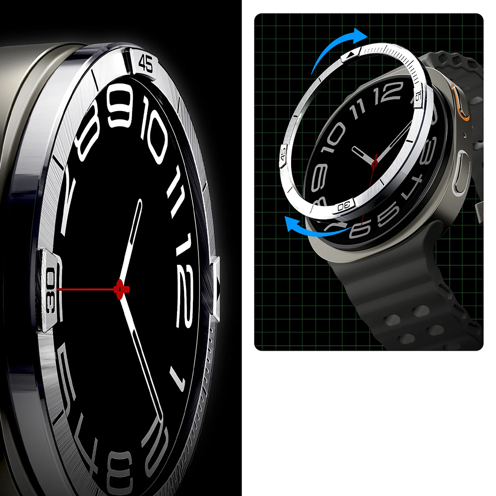 Spigen Bezel Tune, nowoczesna ochrona stylowego smartwatcha przed zarysowaniami, prestiżowa, srebrny